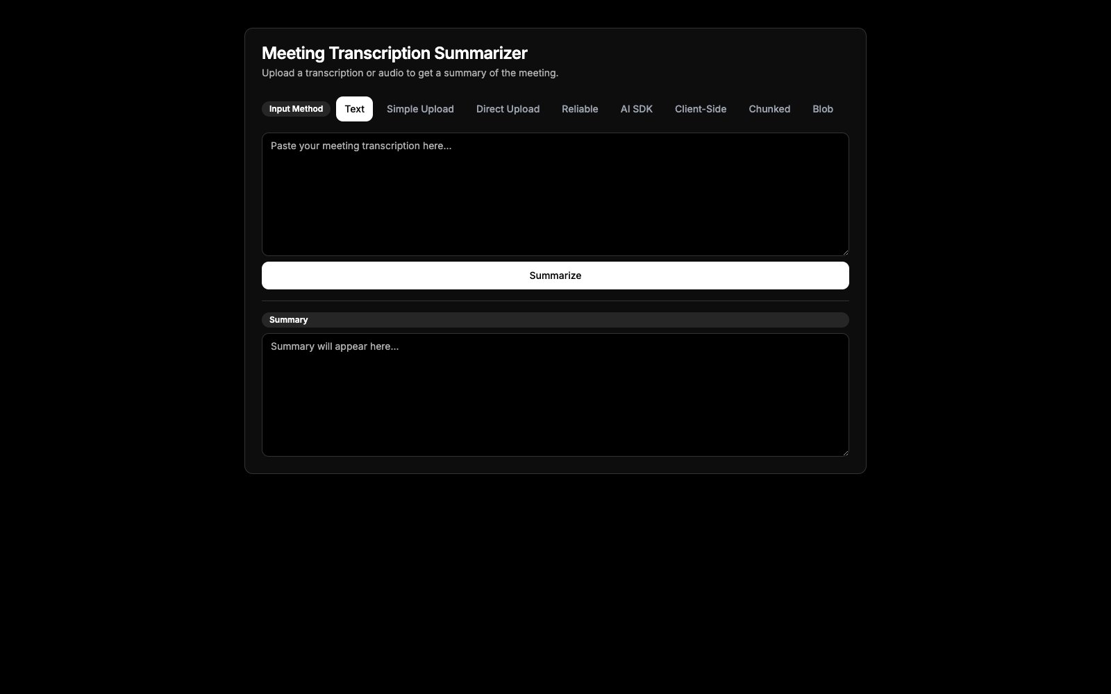 Meeting Transcription Summarizer screenshot