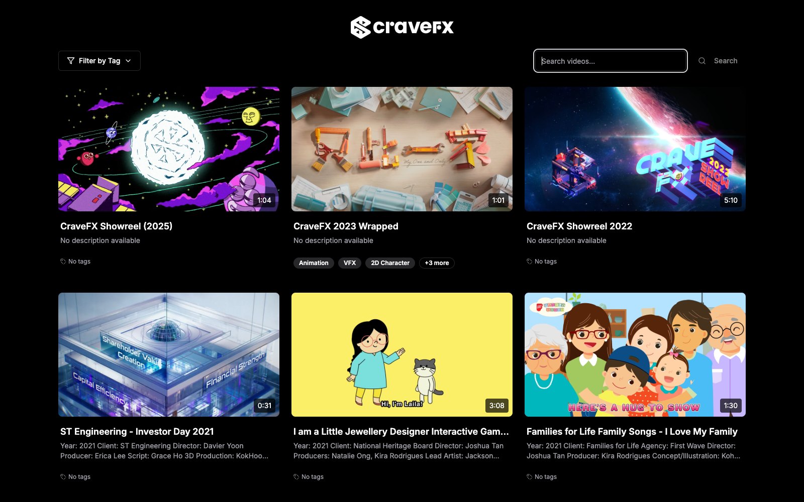 CraveFX Video Portfolio screenshot